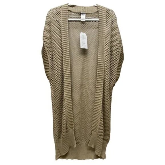 Time and Tru Women's L/XL Open Front Sleeveless Cardigan Beige Loose Knit NWT - Picture 1 of 11